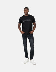 Les Hommes Mens Glitter Chest Logo T-Shirt In Black