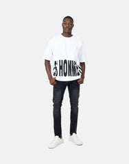 Les Hommes Mens Macro Logo T-Shirt In White