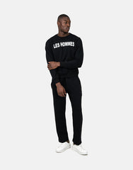 Les Hommes Mens Font Sweatshirt Black