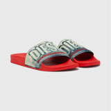 Diesel Mens Sa-Mayemi Denim And Red Slides