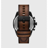 Diesel Mens Mega Chief Slim Leather Watch In Brown/Black Brown Dial