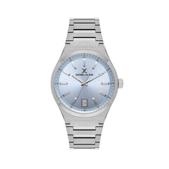 Daniel Klein Mens Silver Watch With Ice Blue Dial