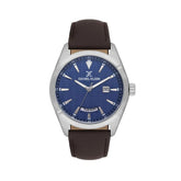 Daniel Klein Mens Blue Dial Leather Strap Watch In Brown