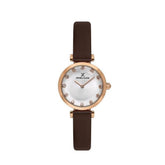 Daniel Klein Ladies Silver Dial Watch In Brown