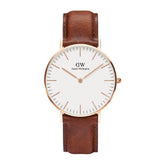 Daniel Wellington Unisex Mawes White Dial Watch In Brown