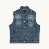 Tshepo Jeans Mens Ovi Monogram Denim Waistcoat In Blue