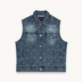 Tshepo Jeans Mens Ovi Monogram Denim Waistcoat In Blue