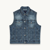 Tshepo Jeans Mens Ovi Monogram Denim Waistcoat In Blue