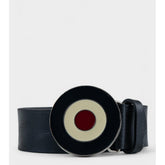 Ben Sherman Target Buckle Leather Belt In Black
