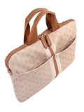 Elle Monogram Slimline Laptop Bag In Beige Multi