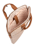 Elle Monogram Slimline Laptop Bag In Beige Multi
