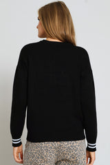 Guess Ladies Long Sleeve Cn Sylvie Logo Sweatshirt In Black