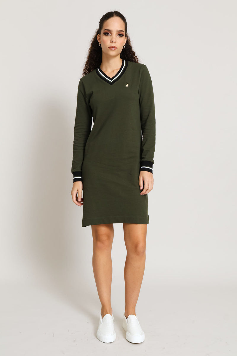 Polo Ladies Cory Pique Long Sleeve Dress In Olive Sedgars SA Polo Ladies Cory Pique Long Sleeve Dress In Olive Sedgars SA