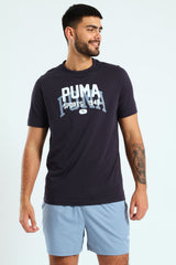 Puma Mens Graphic Varsity T-Shirts In Navy