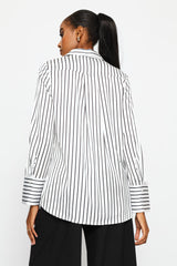 Polo Womens Nia Long Sleeve Stripe Blouse In White