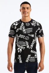 Soviet Mens Rotary Switch Print T-Shirt In Black