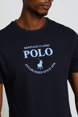 Polo Mens Heritage Logo Printed T-Shirt In Navy