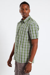 Jeep Mens Yarn Dye Check Shirts in Green