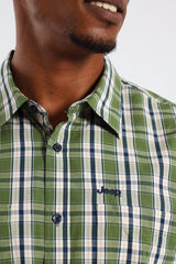 Jeep Mens Yarn Dye Check Shirts in Green