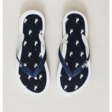 Polo Boys Monogram Flip Flops In Navy/White