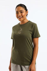 Polo Womens Cally Pony T-Shirt In Olive