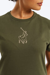 Polo Womens Cally Pony T-Shirt In Olive