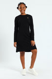 Polo Girls Emily Belted Long Sleeve Dress In Black