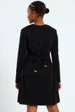 Polo Girls Emily Belted Long Sleeve Dress In Black