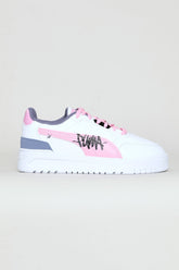 Puma Girls Shuffle Downtown Lo 90S Jr Sneakers In White And Pink