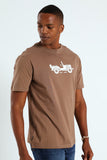 Jeep Mens Fashion Graphic Basic T-Shirt In Bark