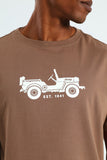 Jeep Mens Fashion Graphic Basic T-Shirt In Bark