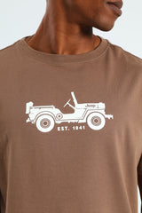 Jeep Mens Fashion Graphic Basic T-Shirt In Bark