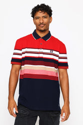 Soviet Mens Cova Striped Golfer In Red