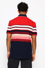 Soviet Mens Cova Striped Golfer In Red