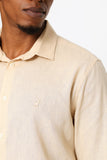 Polo Mens Classic Linen Long Sleeve Shirt In Stone