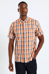 Jeep Mens Yarn Dye Check Shirts in Orange