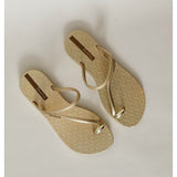 Ipanema Ladies Glam Ring Thong Sandals In Beige & Gold