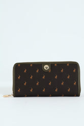 Polo Womens Monticello Zip Around Purse In Brown And Olive Green