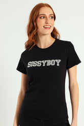 Sissyboy Black Regular Fit Top With Bling Design