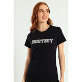 Sissy boy Black Regular Fit Top With Bling Design