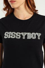 Sissyboy Black Regular Fit Top With Bling Design