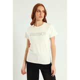 Sissy boy Womens Pearl & Bling Regular Fit T-Shirt In Off White