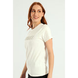 Sissy boy Womens Pearl & Bling Regular Fit T-Shirt In Off White