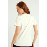 Sissy boy Womens Pearl & Bling Regular Fit T-Shirt In Off White