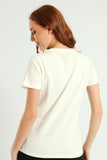 Sissy boy Womens Pearl & Bling Regular Fit T-Shirt In Off White