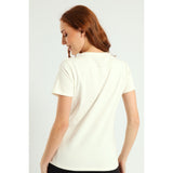 Sissy boy Womens Pearl & Bling Regular Fit T-Shirt In Off White