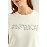 Sissy boy Womens Regular Fit T-Shirt with Pearl & Bling Logo In Stone