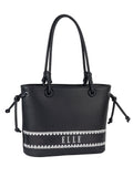 Elle Woven Shopper Tote Bag In Black