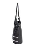 Elle Woven Shopper Tote Bag In Black