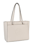 Elle Embossed Tote Bag In Cream